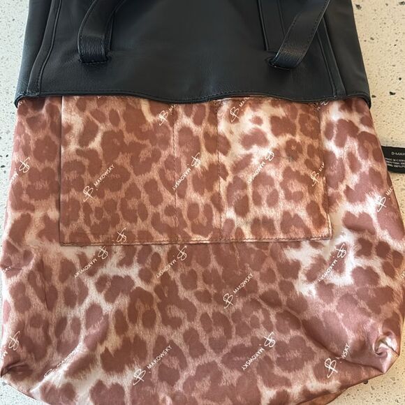 B. MAKOWSKY Black Leather Tote Shoulder Bag Handbag Magnetic Snap Closure EUC - Picture 10 of 14